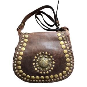 Patricia Nash Distress Leather Medallion Luciana Crossbody boho western purse